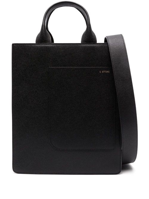 Mini Boxy leather tote bag - Black