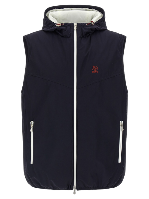 Water-Repellent Hooded Vest Vest — Navy