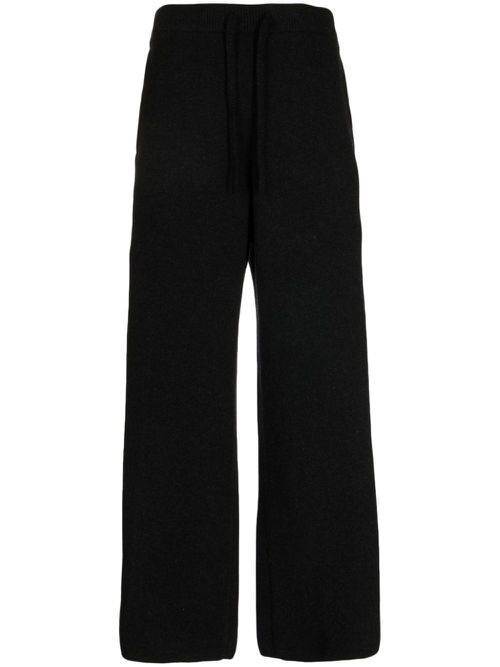Drawstring waist straight-leg trousers - Black