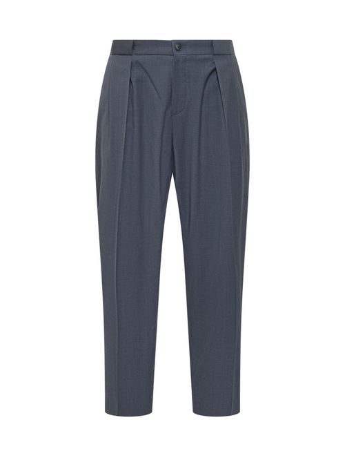 Blue Tapered Pleated Pants