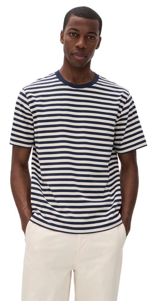 Breton Stripe Short Sleeved T-Shirt Navy/Sand