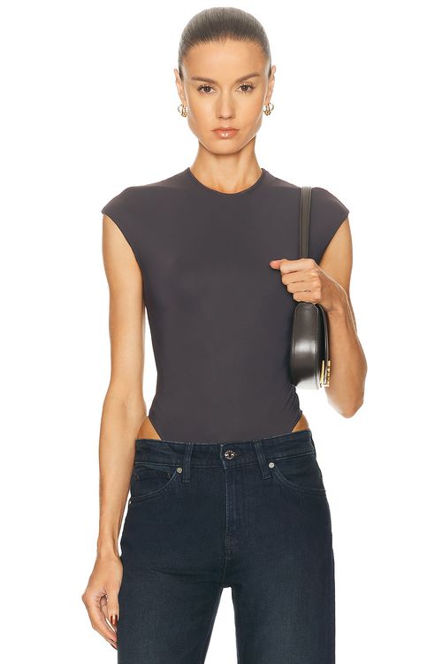 AGOLDE Agata Bodysuit in Carob - Dark Grey. L also in M, S