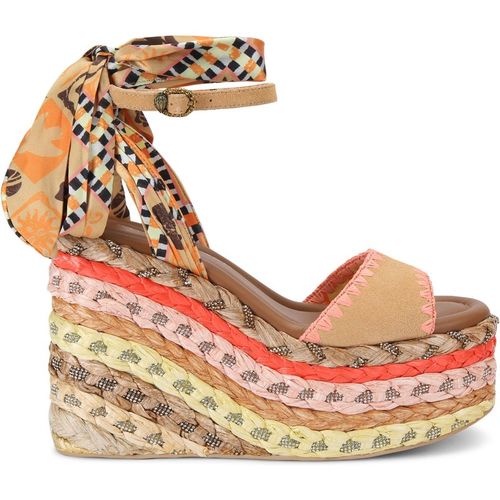 Kurt Geiger London Womens Suede Chelsea Scarf Wedge Heels - Mustard