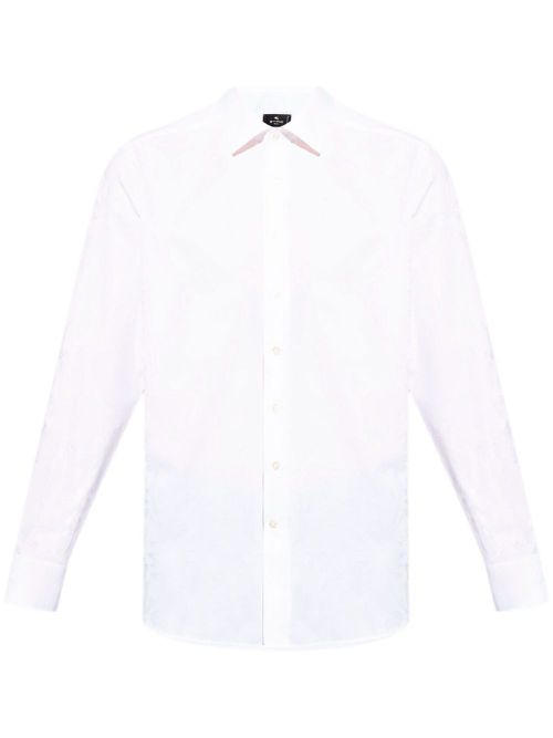 Floral-print cotton shirt - White