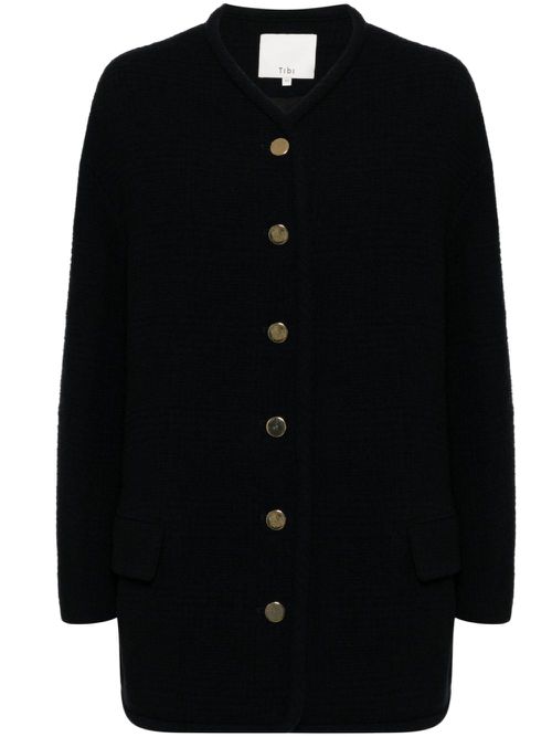 Collarless cardigan - Blue