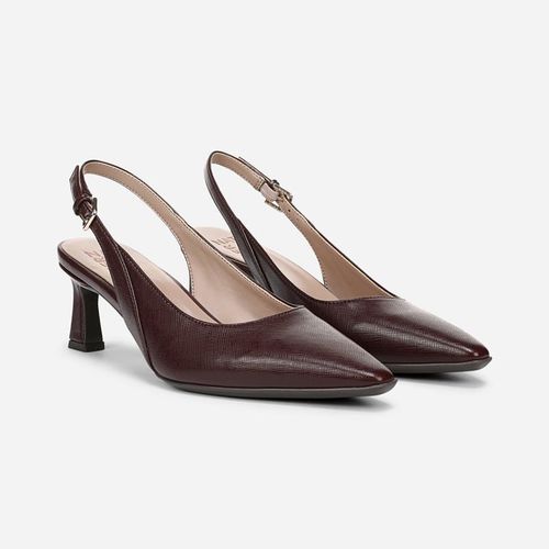 Tansy Slingback Dress Shoes, Dark Red Embossed Faux Leather Microfiber