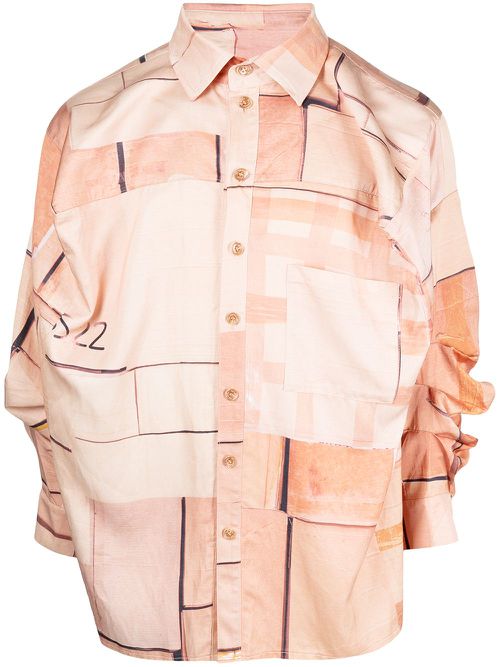 Graphic-print box shirt - Brown