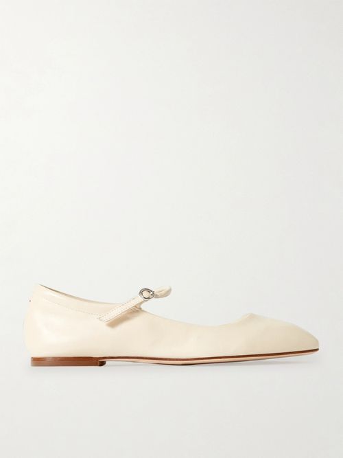 Uma Leather Mary Jane Ballet Flats - Cream