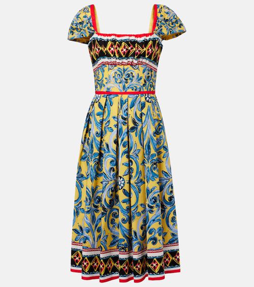 Pleated printed midi dress