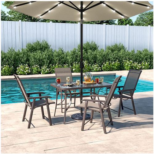 4 Person Patio Garden Dining Set With Umbrella