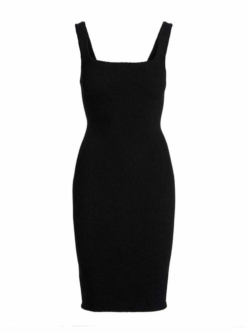 Seamless Crinkle Tank Dress — Black