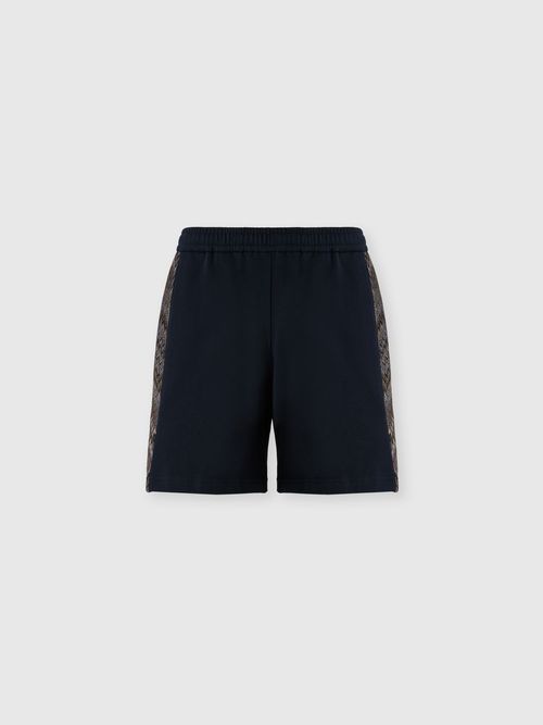 Missoni - Cotton fleece shorts with zigzag insert, Men, Beige& White