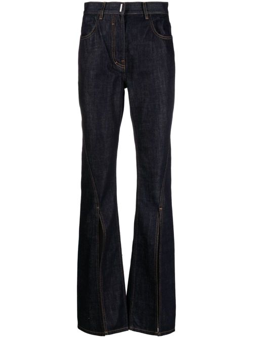 Front-slit flared jeans - Blue