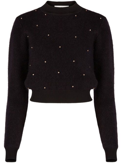 Mohair blend sweater with studs - Black