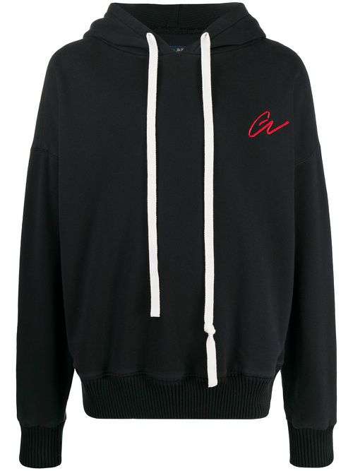 Slouchy logo embroidered hoodie - Blue