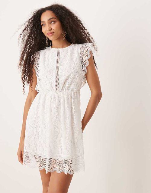 Gina Tricot lace mini summer dress in white