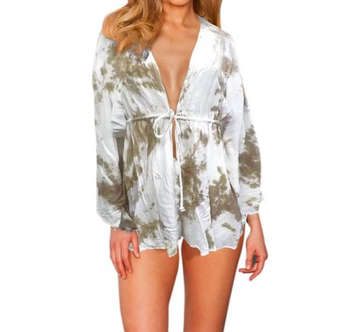 Tie Dye Romper Cover Up In Sand