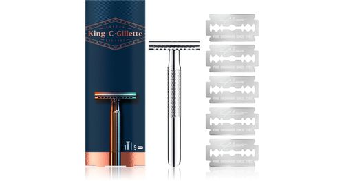 Gillette King Double Edge Safety Razor - Razor + 5 Replacement Blade