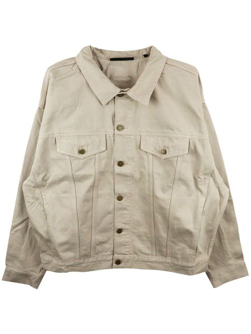 Logo-appliqué denim shirt jacket - Neutrals