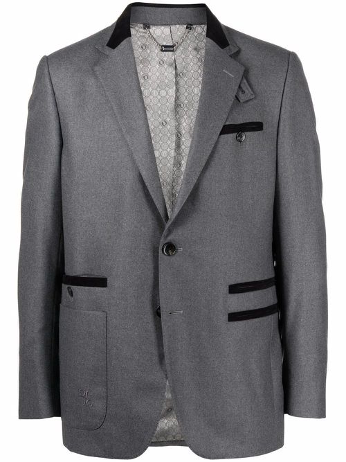 Tailored-fit virgin wool blazer - Grey
