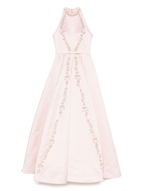 Floral-embroidered gown - Pink
