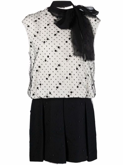 Valentino Garavani pussy-bow polka dot dress - White
