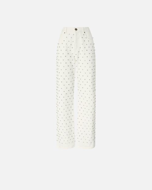 Wide-leg jeans with diamond pattern and rhinestones - 24