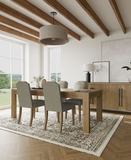 5pc Dining Set (Davie Rectangular Table & 4 Hinsen Chairs) - Sand
