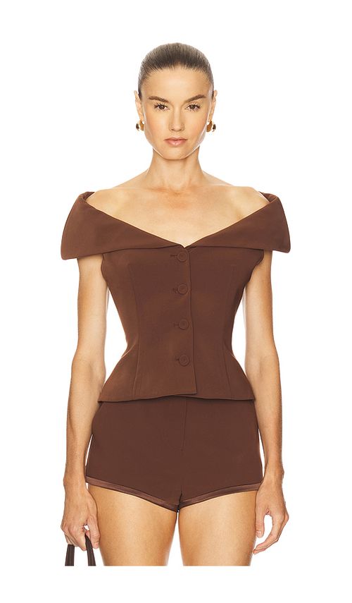 Camila Coelho Deysi Top in Coffee. XS also in L, M