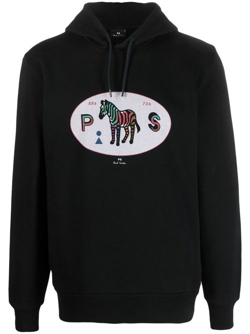 Graphic-print hoodie - Black