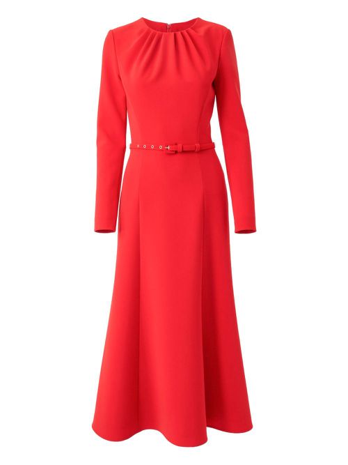 Belted midi dress - Red