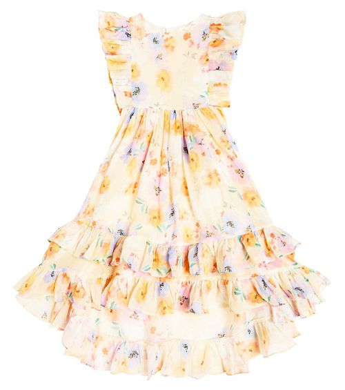Petite Amalie Ruffled floral linen dress