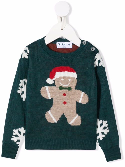 Gingerbread intarsia jumper - Green