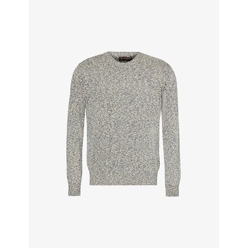 Mens Bluegrass Round-neck Flecked Cotton-blend Jumper M