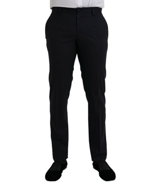 Virgin Wool Blend Trousers — Navy