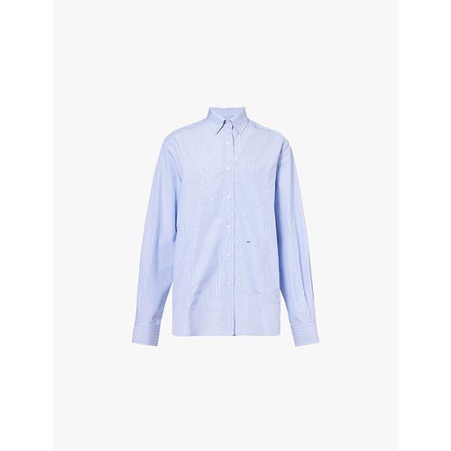 Womens Noble Blue William Stripe-pattern Regular-fit Cotton Shirt