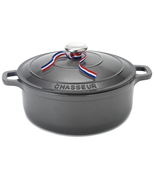 7.1qt Caviar-Grey Enameled Cast Iron Dutch Oven