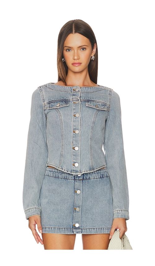 Amanda Uprichard Scorpio Longsleeve Top in Blue.  XS. Also in L, M