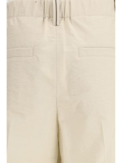 Cotton-Blend Trousers — Beige