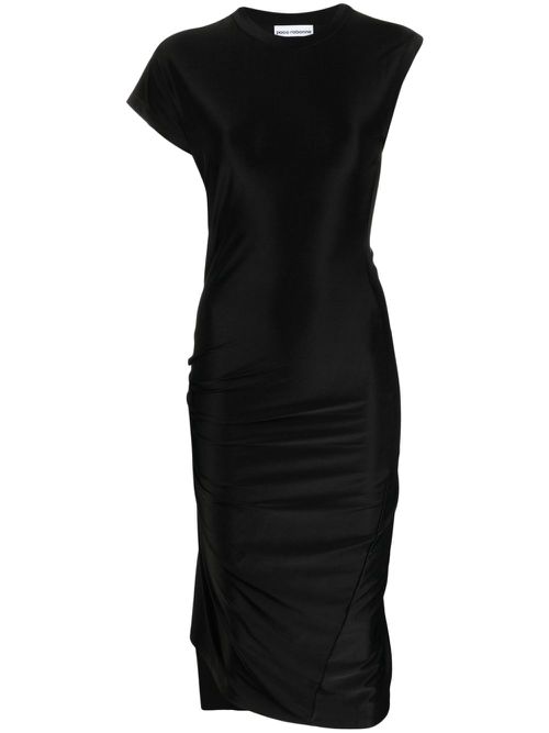 Asymmetric draped midi dress - Black