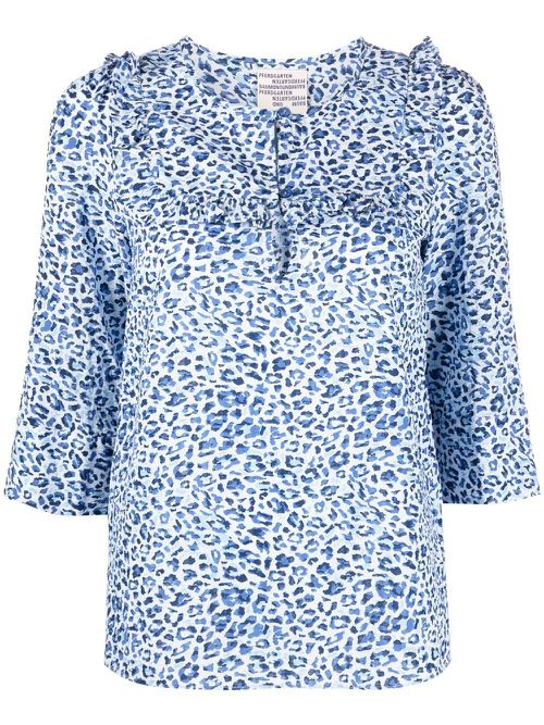 Maple leopard-print organic cotton blouse - Blue