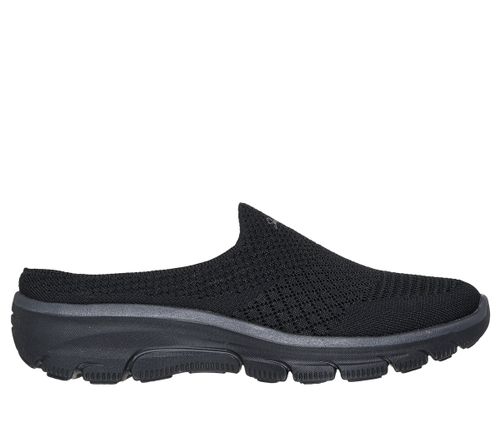 Skechers Women's Relaxed Fit: Easy Going - Open Flow Slip-On Shoes in Black, 6, Vegan, Machine Washable