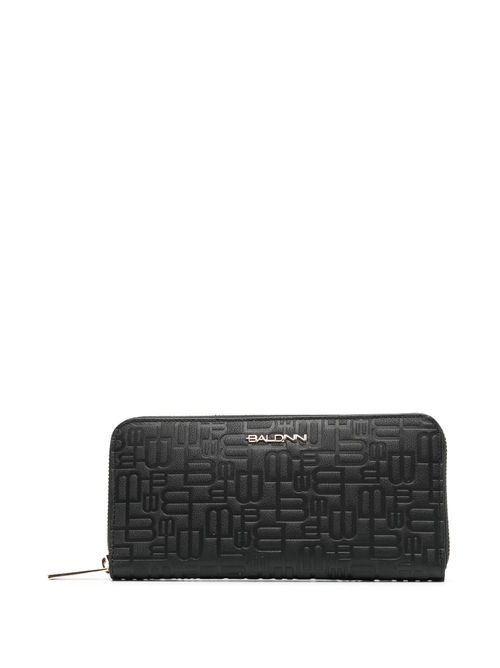 Monogram-pattern leather wallet - Black