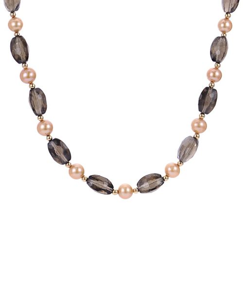 Imperial 14K Smoky Quartz 7-7.5mm Freshwater Pearl Necklace