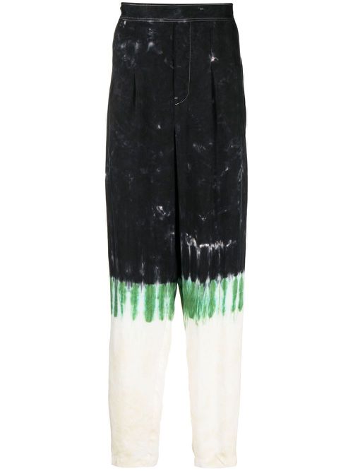 Tie-dye print straight-leg trousers - Black