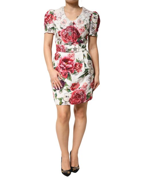 Floral Embellished Dress — White