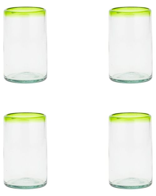 Set Of 4 Lime Rim Mexican Glassware Hiballs