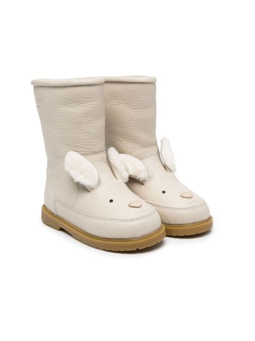 Pop-up animal ears leather boots - Neutrals