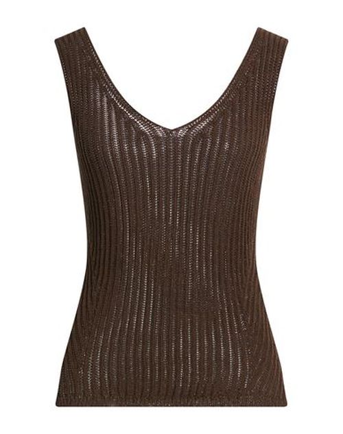 Woman Top Dark brown Size M Cotton, Polyamide