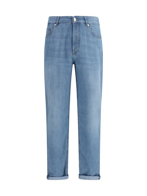 Distressed Cotton Denim Jeans — Blue